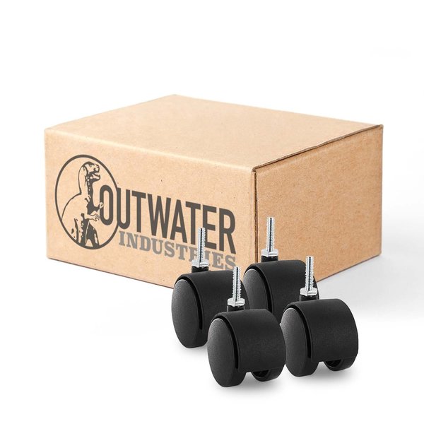 Outwater 2 in. Wheel Diameter, Black Nylon Swivel Hooded Samson Twin Wheel Caster, 4PK 3P1.14.00287